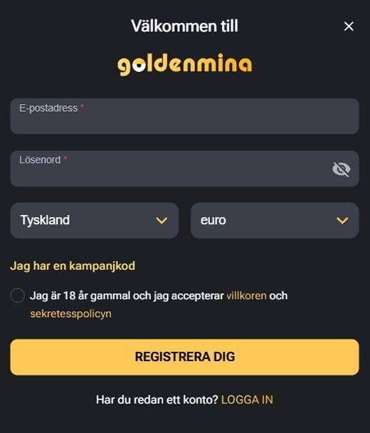 goldenmina casino registration